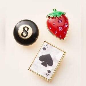 Kate Spade Playful Brooch Trio - Black, White, Red, Green